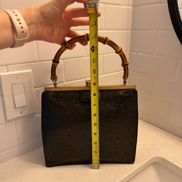 RARE 1950s True Vintage Elegance Evans Ostrich Leather Bamboo Handle Purse - Picture 10 of 10